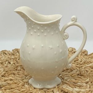 I. Godinger Pitcher Creamer Vase ~ Cream Hobnail Scroll Handle 8 oz